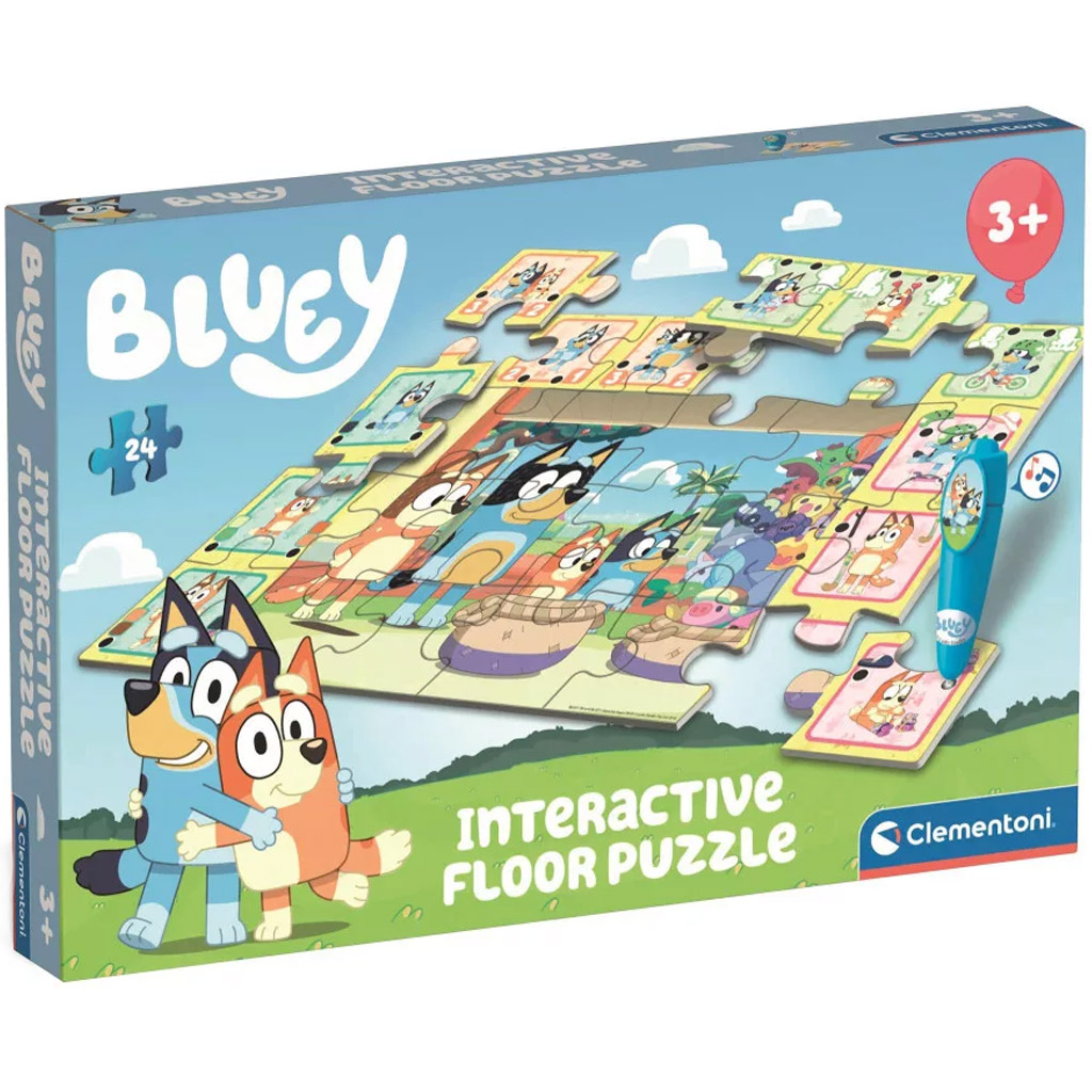 imagen de Rompecabezas de suelo interactivo de 24 piezas de Bluey y sus amigos - Clementoni 1