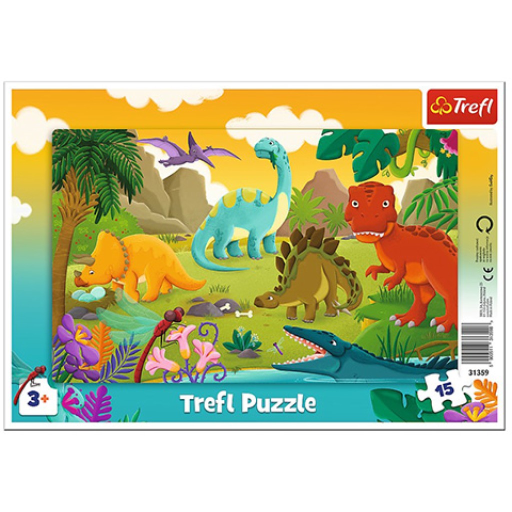 imagen de Rompecabezas enmarcado de 15 piezas de dinosaurios - Trefl 1