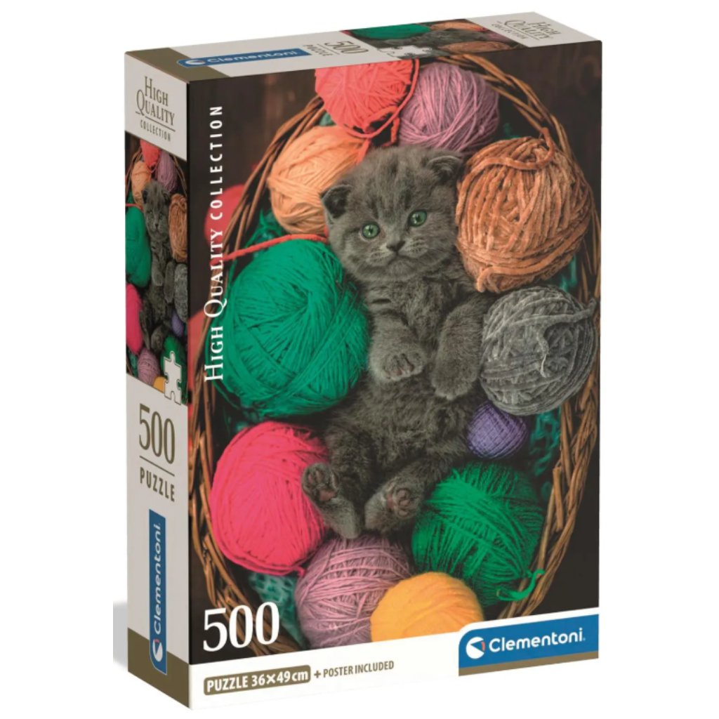 imagen de Rompecabezas HQC Fluffy Kitten de 500 piezas - Clementoni 1
