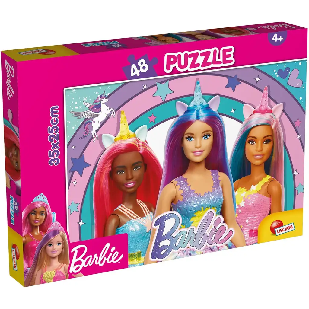 imagen de Rompecabezas mágico de unicornio de Barbie de 48 piezas 35x25cm - Lisciani 1