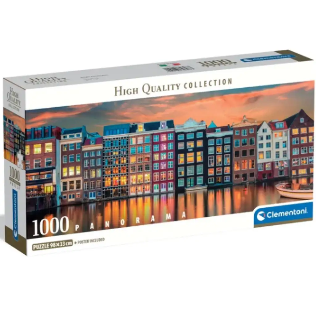 imagen de Rompecabezas panorámico brillante de Ámsterdam HQC de 1000 piezas - Clementoni 1