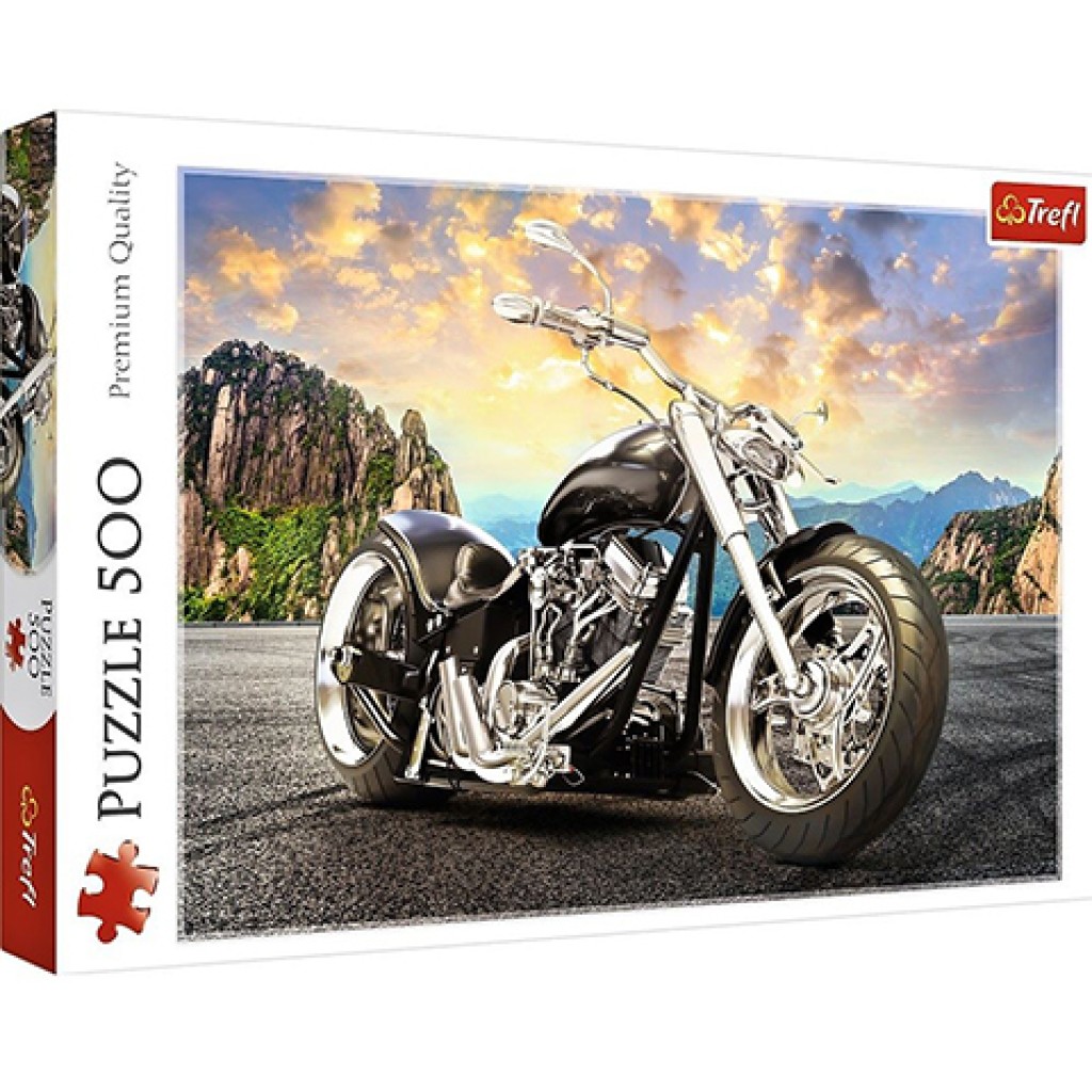 imagen de Rompecabezas premium de 500 piezas de motocicleta Chopper negra - Trefl 1