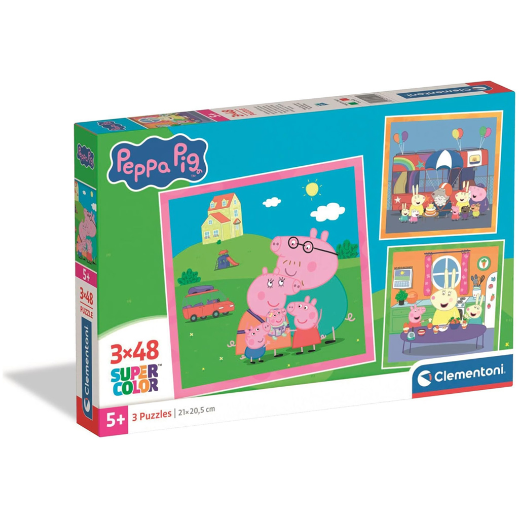 imagen de Rompecabezas Super Color de Peppa Cerdita 3x48 piezas - Clementoni 1