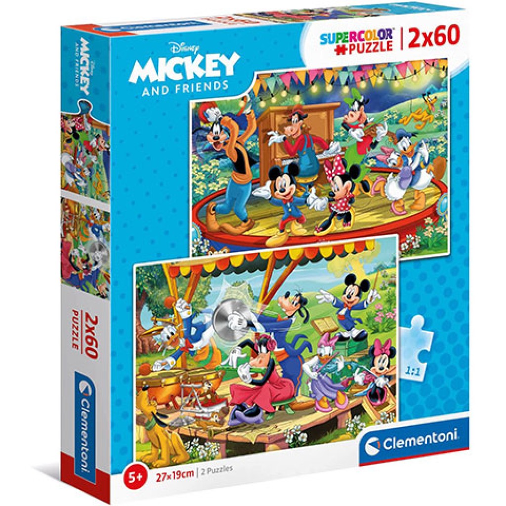 imagen de Rompecabezas Supercolor 2 en 1 de Mickey Mouse 2x60 piezas - Clementoni 1