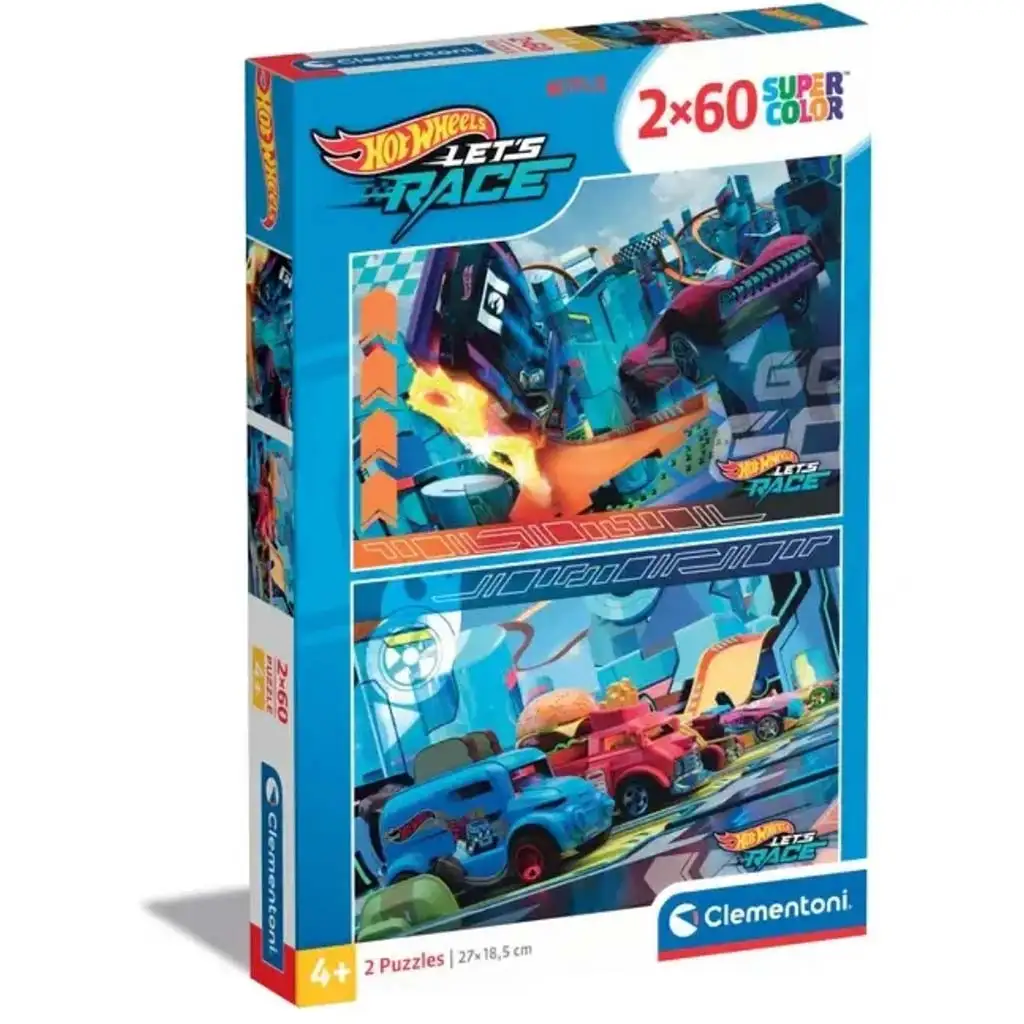 imagen de Rompecabezas Supercolor 2x60 piezas de Hotwheels - Clementoni 1