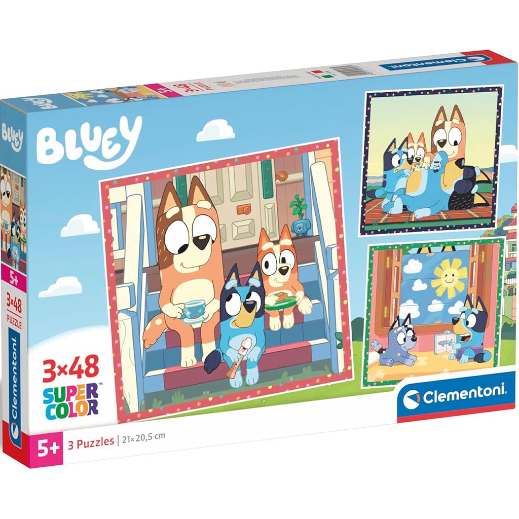 imagen de Rompecabezas Supercolor 3x48 piezas Bluey - Clementoni 1