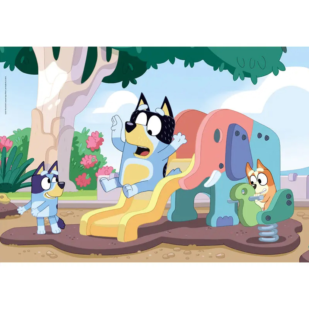 imagen de Rompecabezas Supercolor de 104 piezas de Bluey el perro deslizándose - Clementoni 2