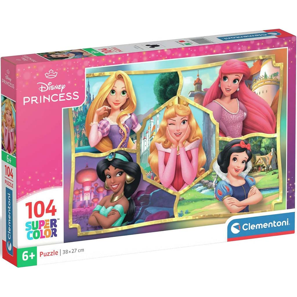imagen de Rompecabezas SuperColor de 104 piezas de Princesas Disney - Clementoni 1