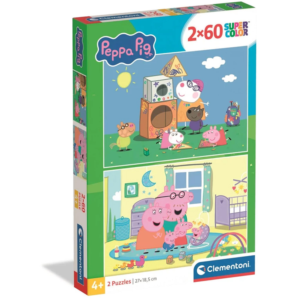 imagen de Rompecabezas Supercolor de Peppa Cerdita 2x60 piezas - Clementoni 1