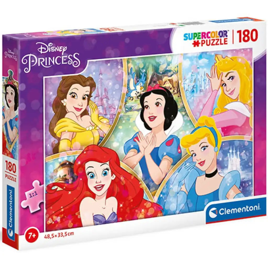 imagen de Rompecabezas Supercolor de Princesas Disney de 180 piezas - Clementoni 1