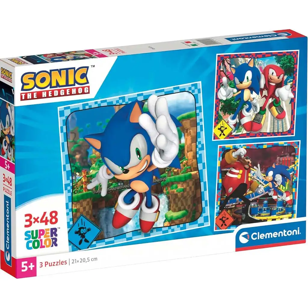 imagen de Rompecabezas Supercolor Sonic 3x48 piezas - Clementoni 1