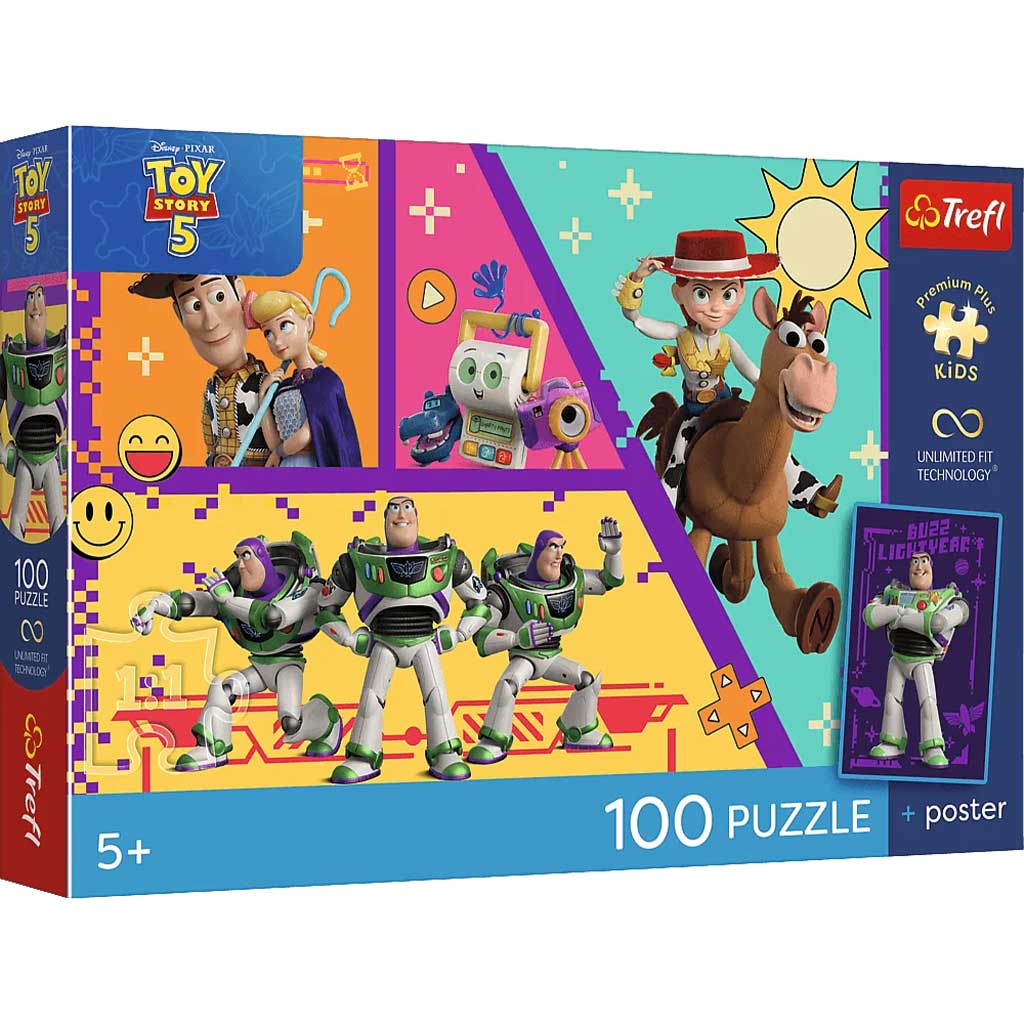 imagen de Rompecabezas UFT de 100 piezas de Toy Story con póster - Trefl 1