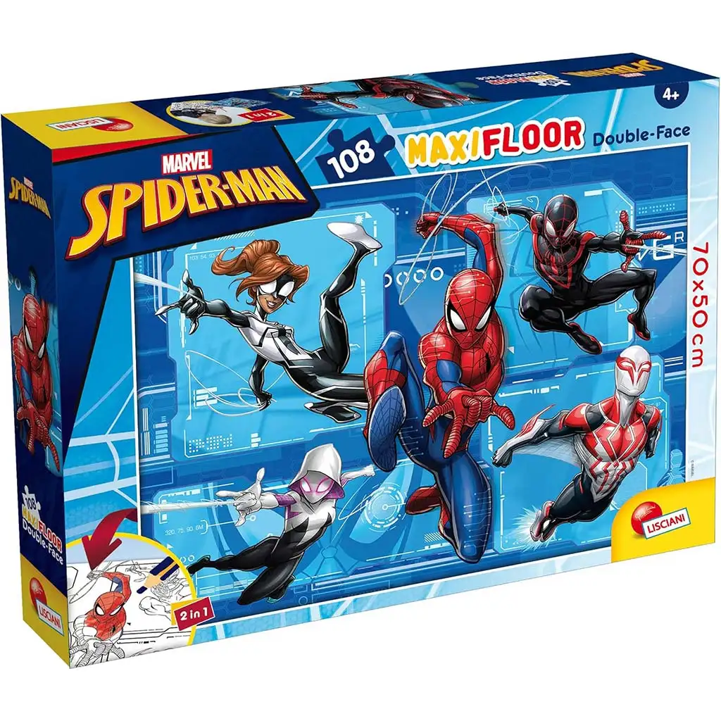 imagen de Rompecabezas y libro para colorear de Spiderman 2 en 1 maxi de 108 piezas 70x50cm - Lisciani 1