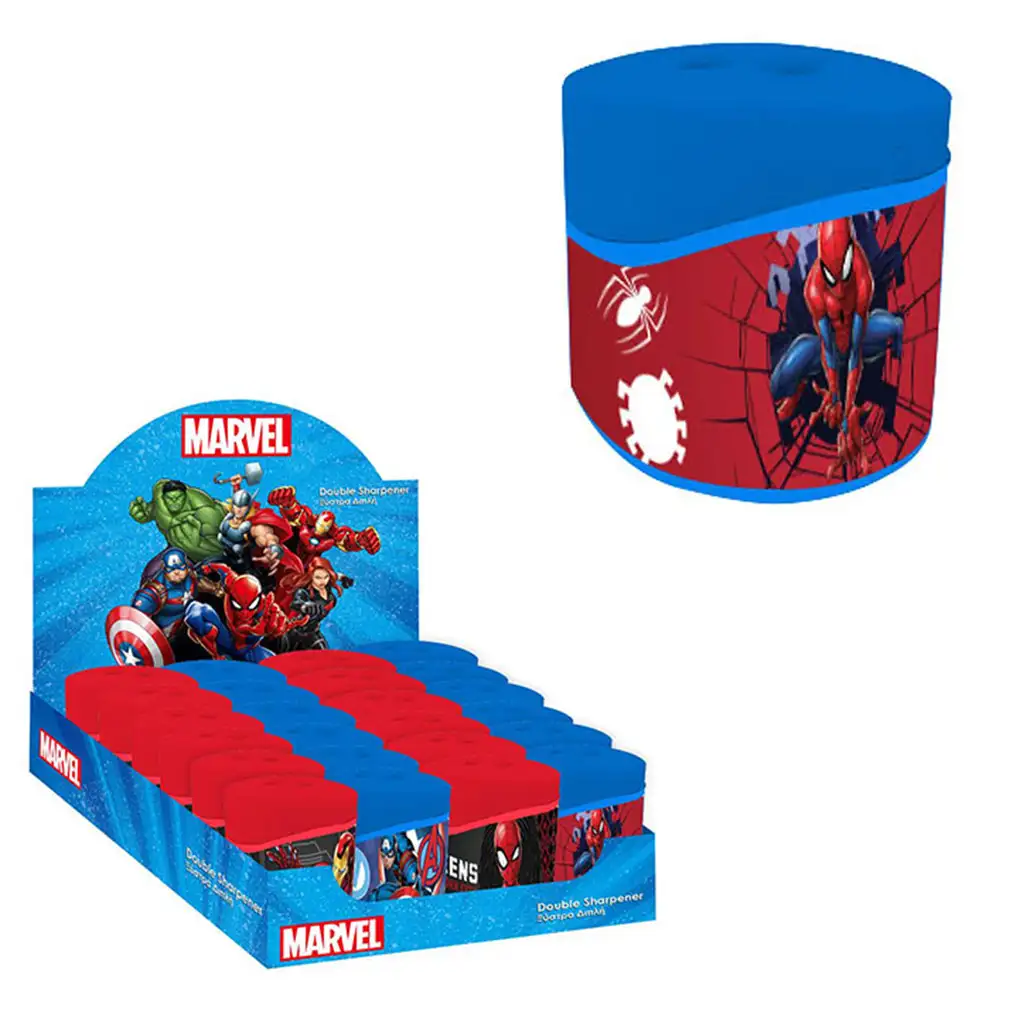 imagen de Sacapuntas de plástico de los Vengadores con diseño de Spider-Man y 2 agujeros 1