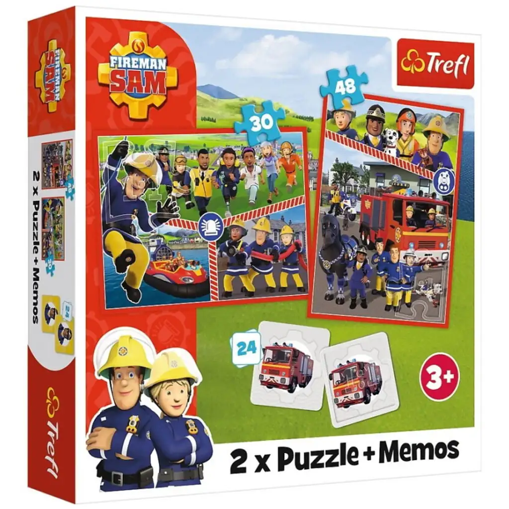 imagen de Sam el bombero rompecabezas y juego de memoria 2 en 1 set - Trefl 1