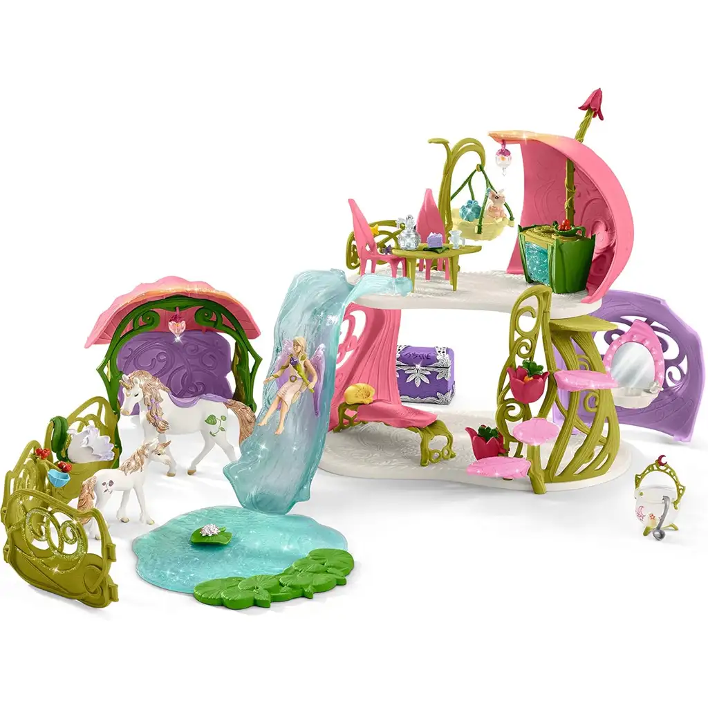 imagen de Schleich: Bayala - Casa de flores brillante con unicornios, establo y lago (42455) 2