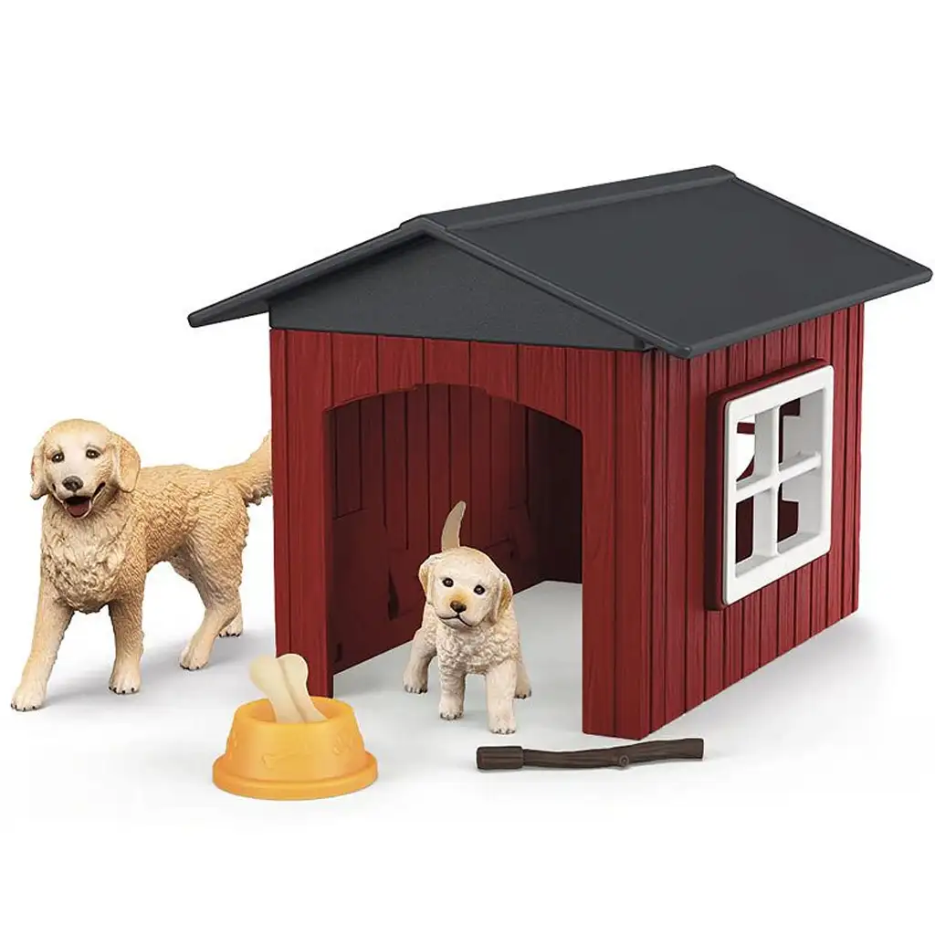 imagen de Schleich Farm World – Casa de Perro Golden Retriever con cachorros (42722) 2
