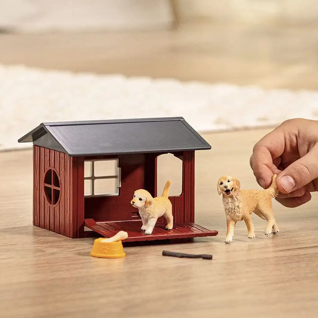 imagen de Schleich Farm World – Casa de Perro Golden Retriever con cachorros (42722) 3
