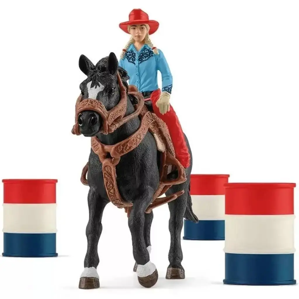 imagen de Schleich: Farm World - Set de juego de carrera de barriles con vaquera (42576) 2