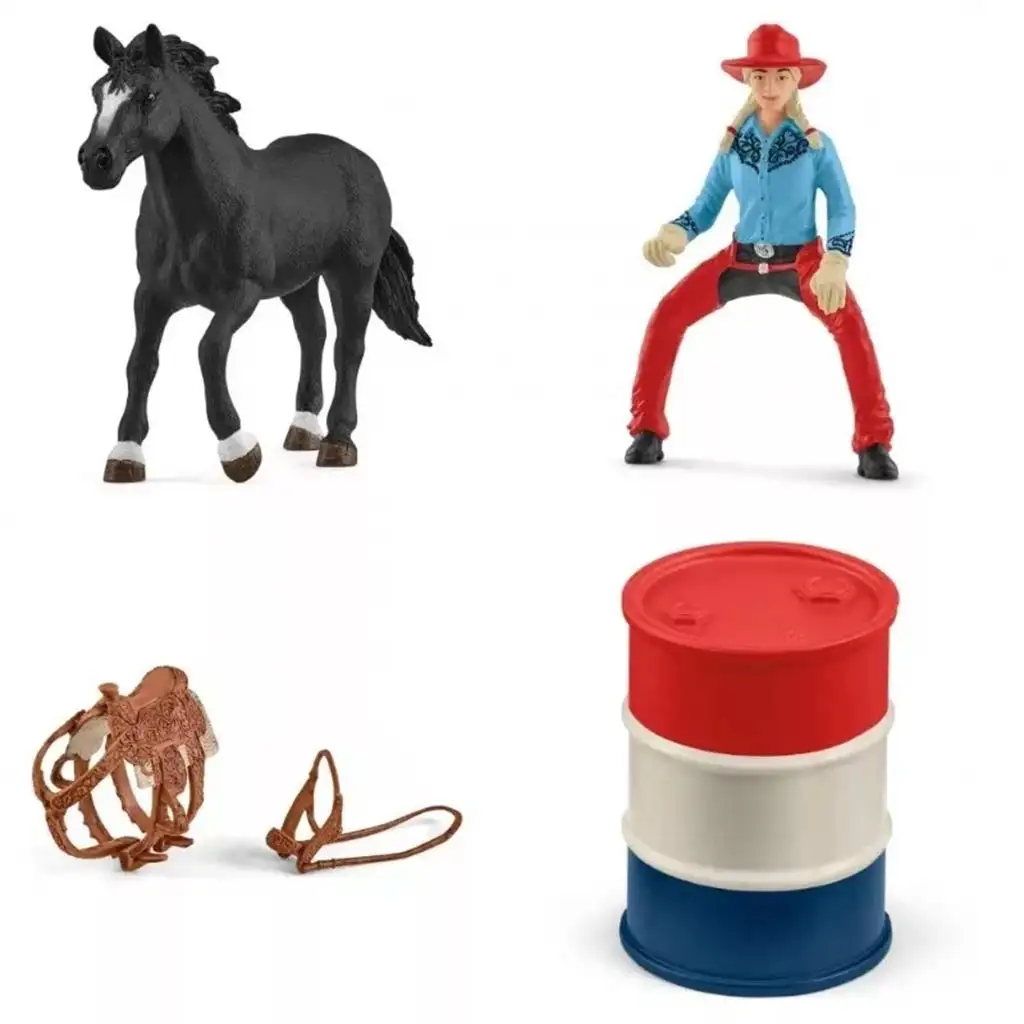 imagen de Schleich: Farm World - Set de juego de carrera de barriles con vaquera (42576) 3