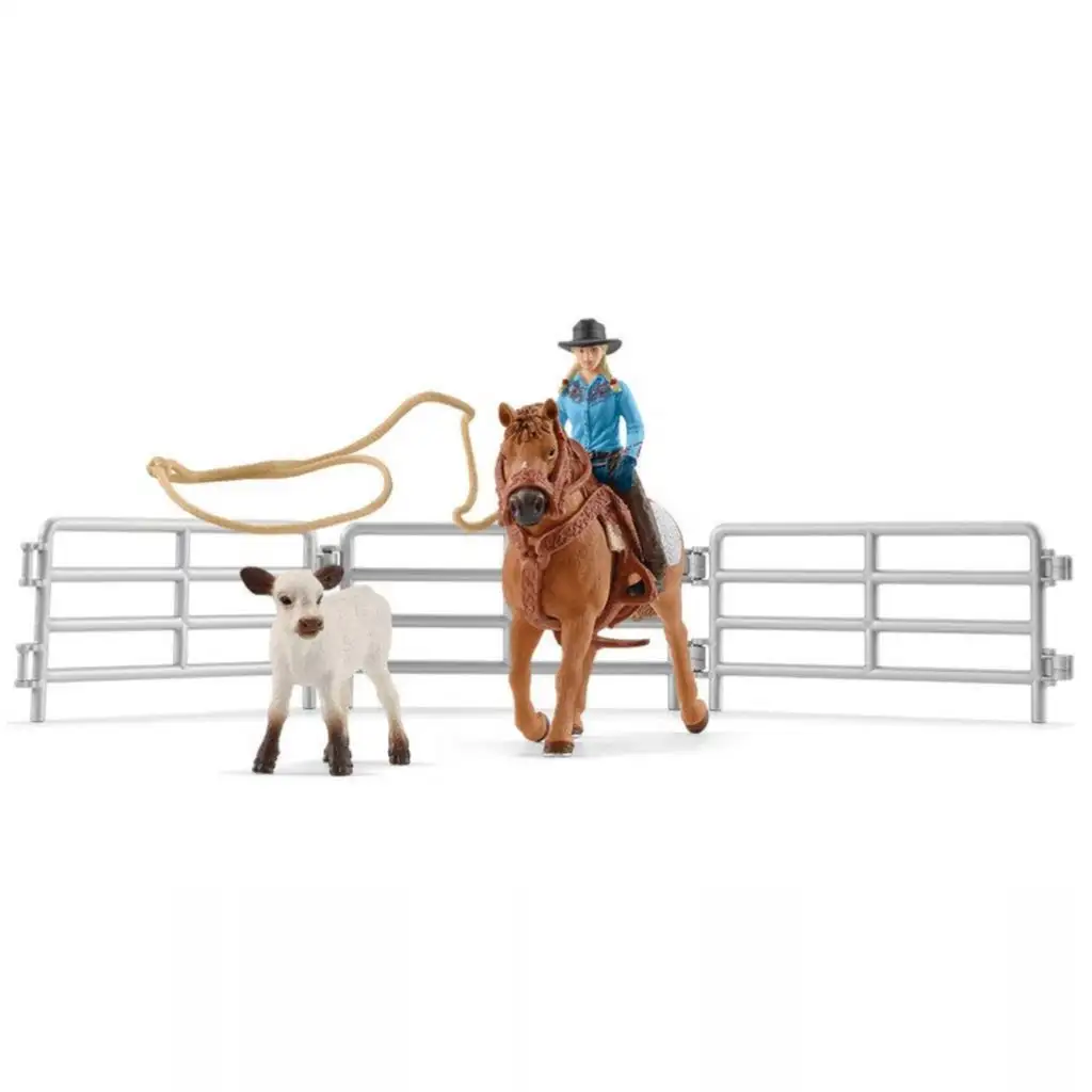 imagen de Schleich: Farm World - Set de juego de rodeo con vaquera (42577) 2