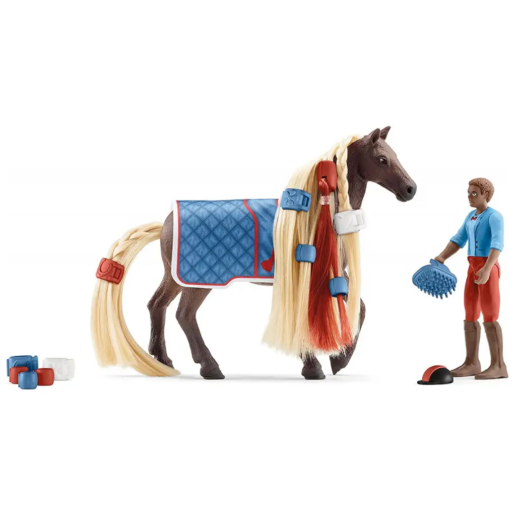 imagen de Schleich Horse Club: Las bellezas de Sofia - Conjunto inicial de caballo Leo y Rocky con crin peinable (42586) 3