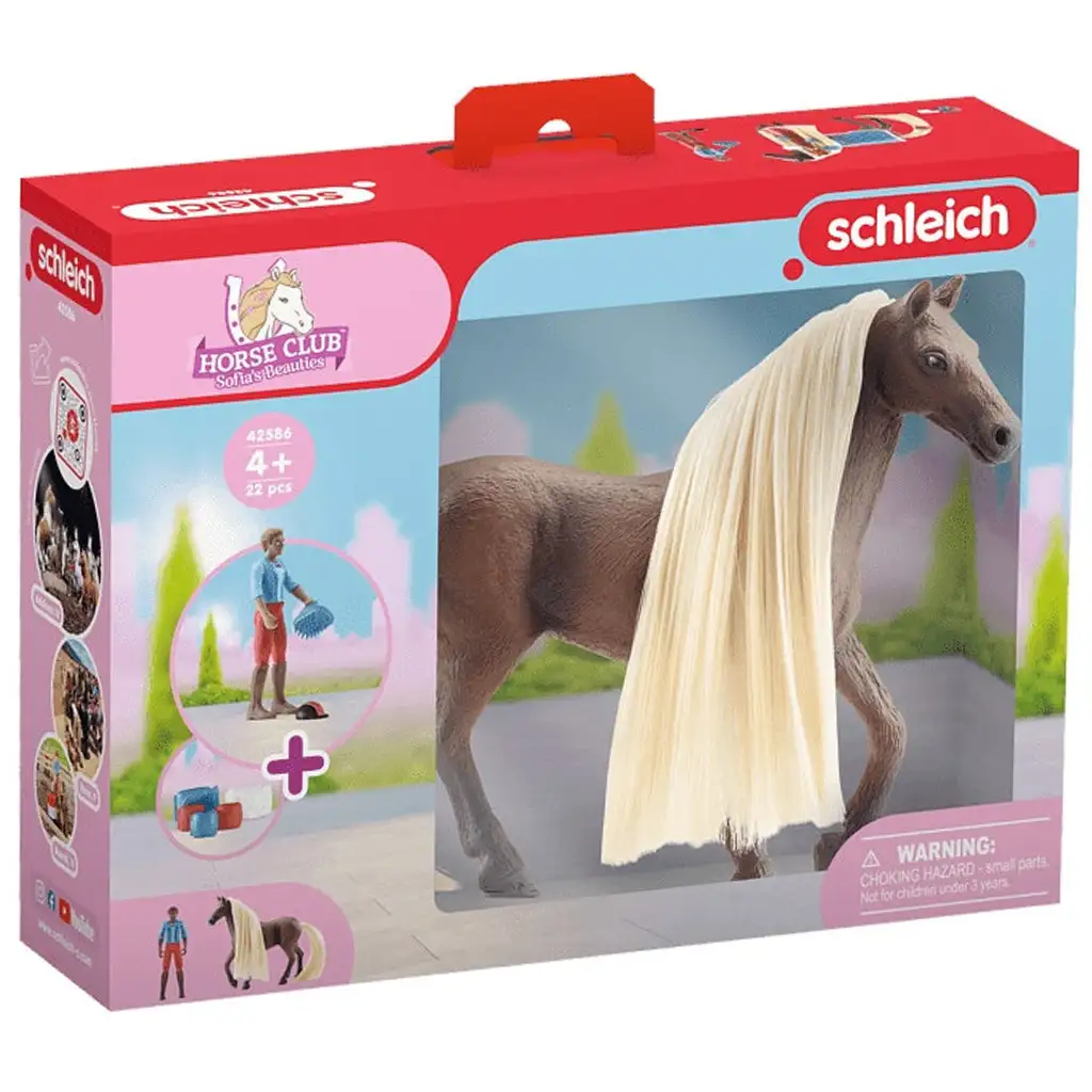 imagen de Schleich Horse Club: Las bellezas de Sofia - Conjunto inicial de caballo Leo y Rocky con crin peinable (42586) 1
