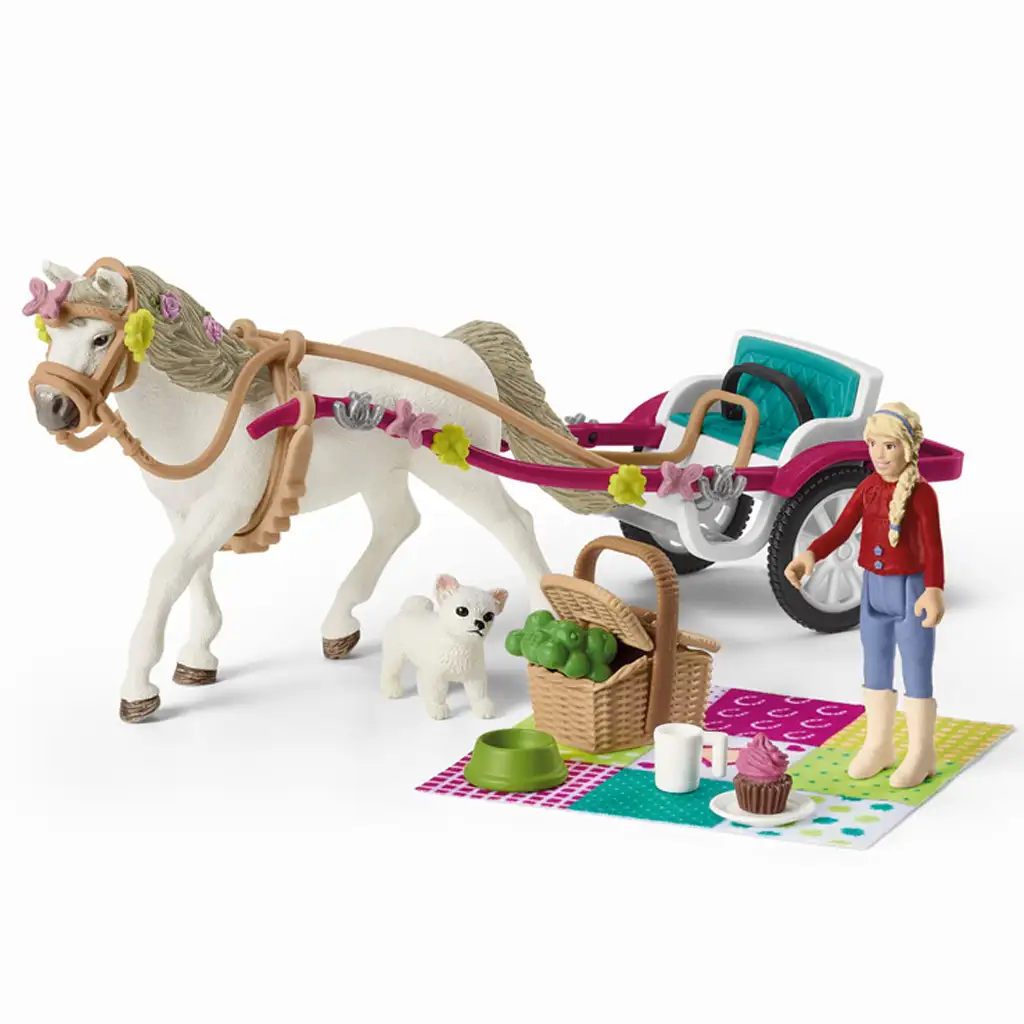 imagen de Schleich: Horse Club - Set de juego con carro para exhibición ecuestre con picnic (42467) 2