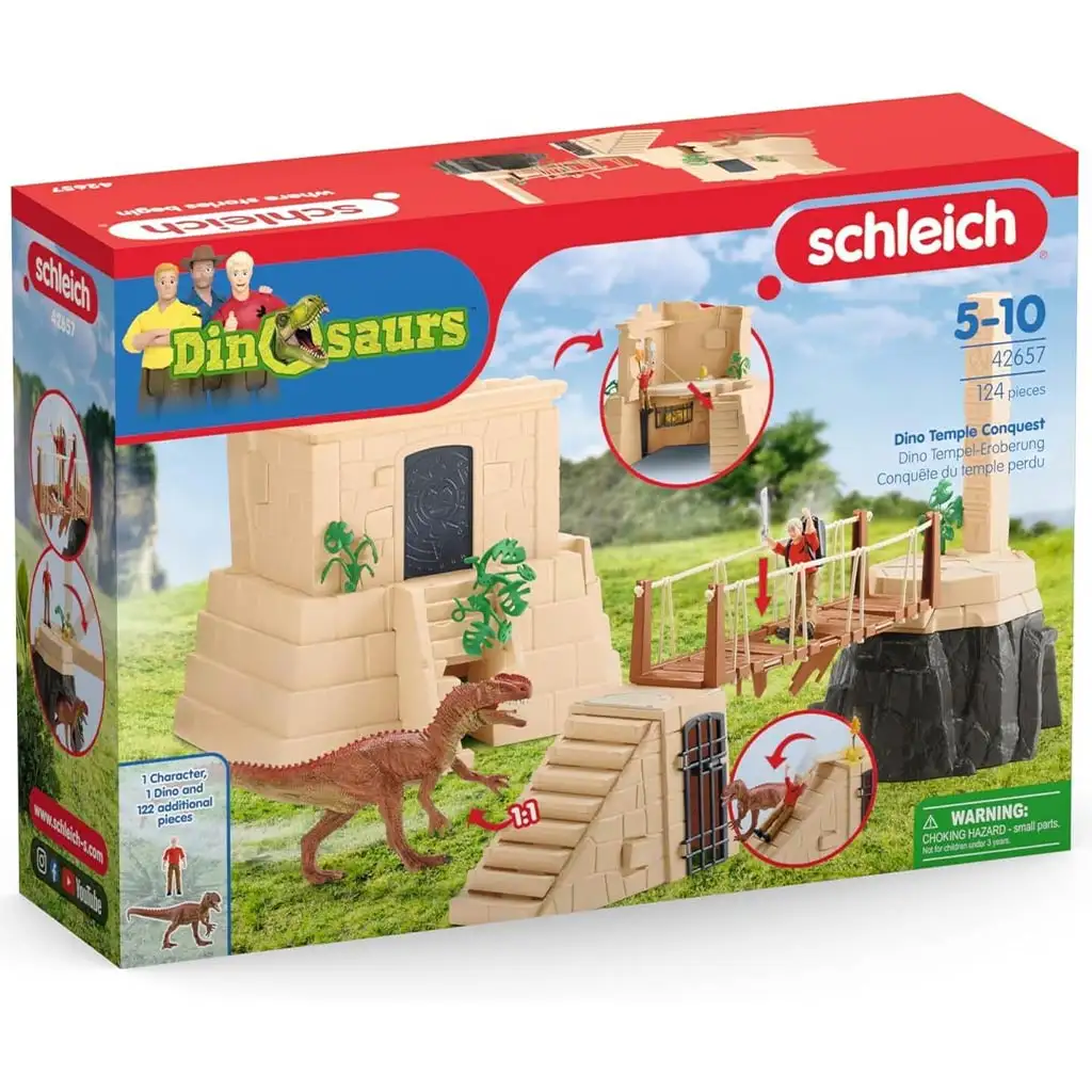 imagen de Schleich: Set de aventura del templo de dinosaurios (41657) 1