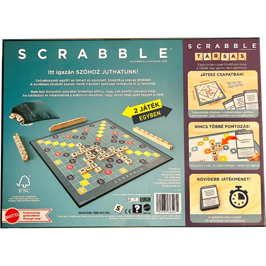 imagen de Scrabble Original de Madera y Juego de Mesa 2 en 1 - Mattel 2