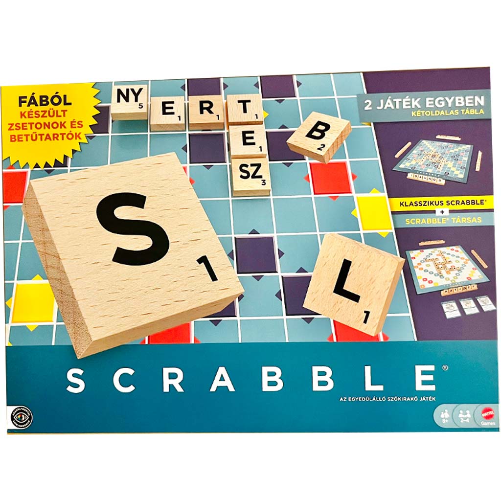 imagen de Scrabble Original de Madera y Juego de Mesa 2 en 1 - Mattel 1