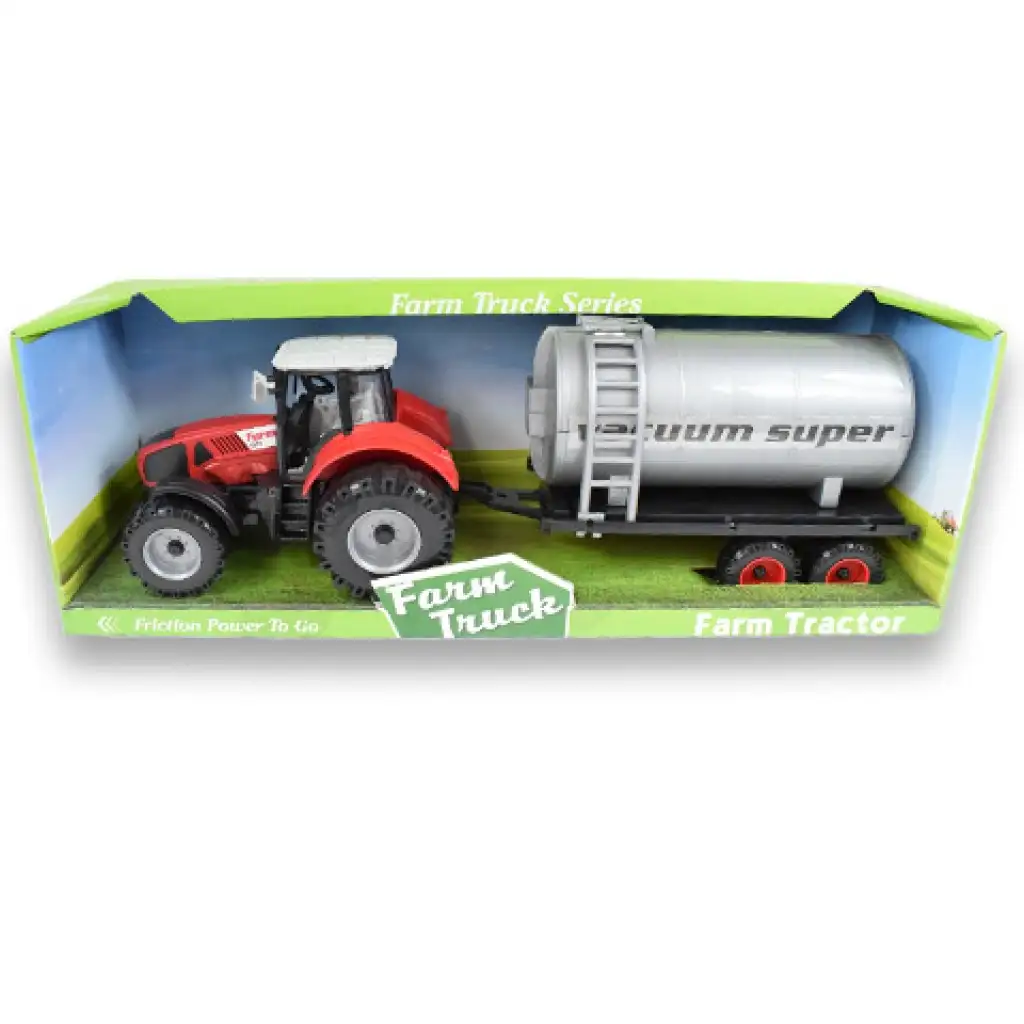 imagen de Serie de Camiones de Granja: Tractor con tanque de agua rojo o verde de 46cm 7