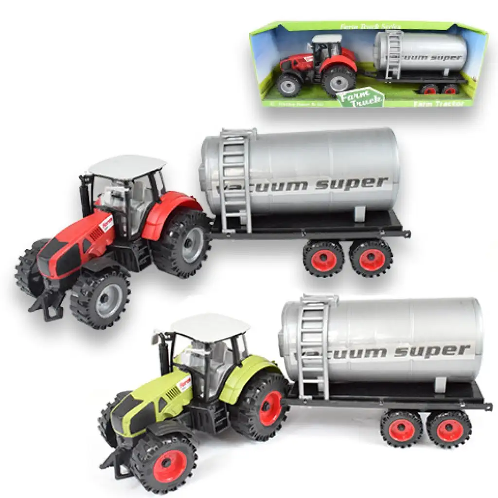 imagen de Serie de Camiones de Granja: Tractor con tanque de agua rojo o verde de 46cm 8