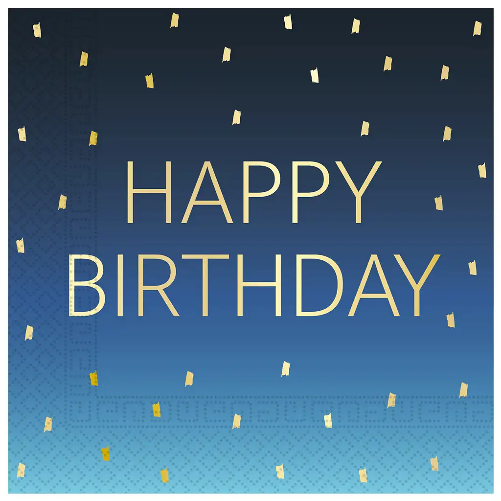 imagen de Servilleta de papel de 2 capas de color azul con la inscripción "Happy Birthday" de 20 unidades 1