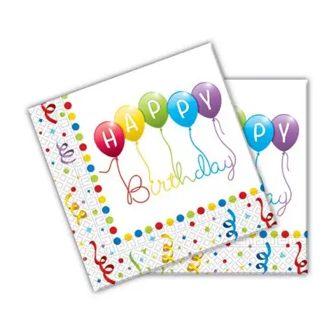 imagen de Servilleta de papel Feliz Cumpleaños 20 unidades 33x33cm 1