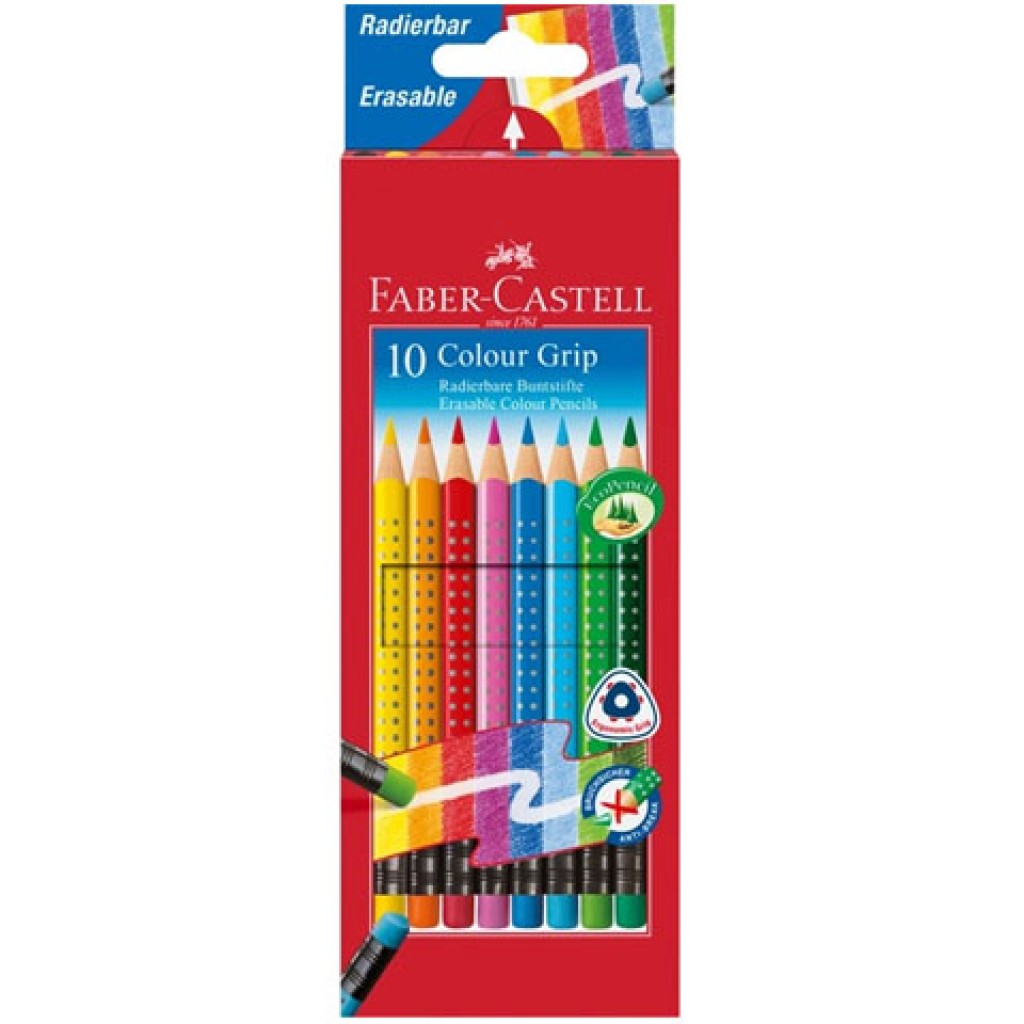 imagen de Set de 10 lápices de colores con goma - Faber-Castell 1