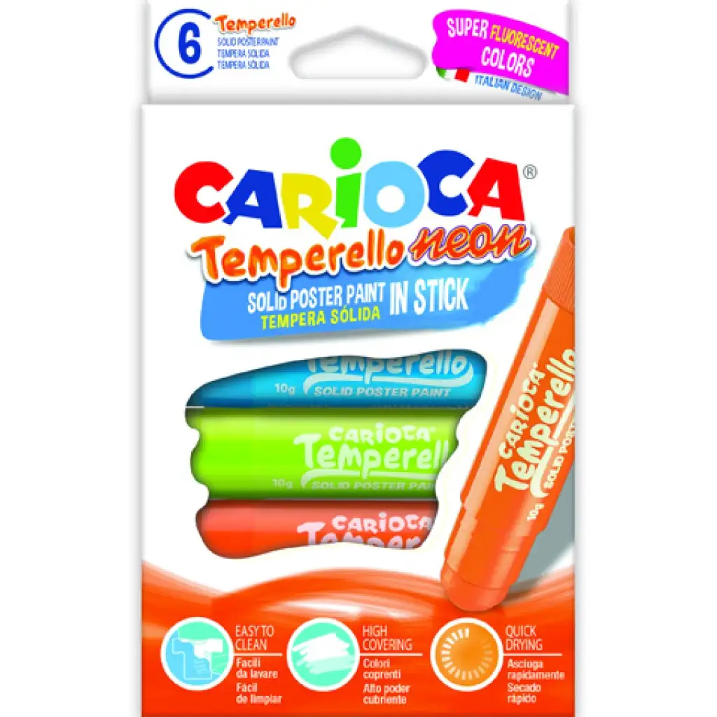 imagen de Set de 6 barras de tempera neón - Carioca 1