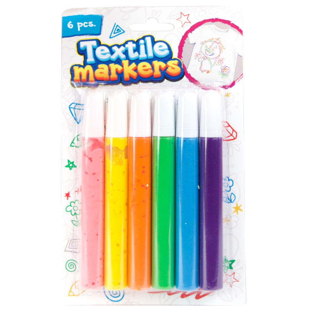 imagen de Set de 6 rotuladores de tela de colores 1