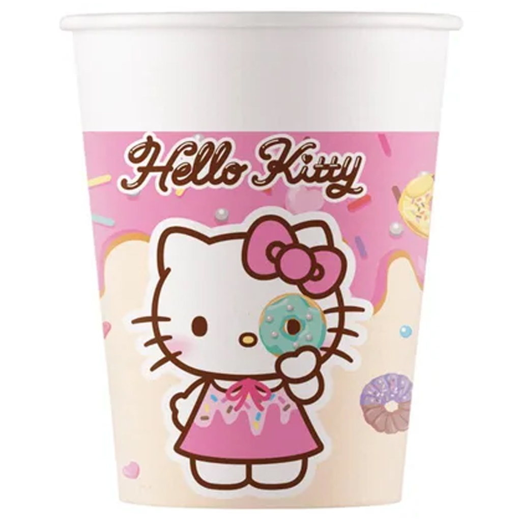 imagen de Set de 8 vasos de papel de Hello Kitty y Kuromi 200ml 1