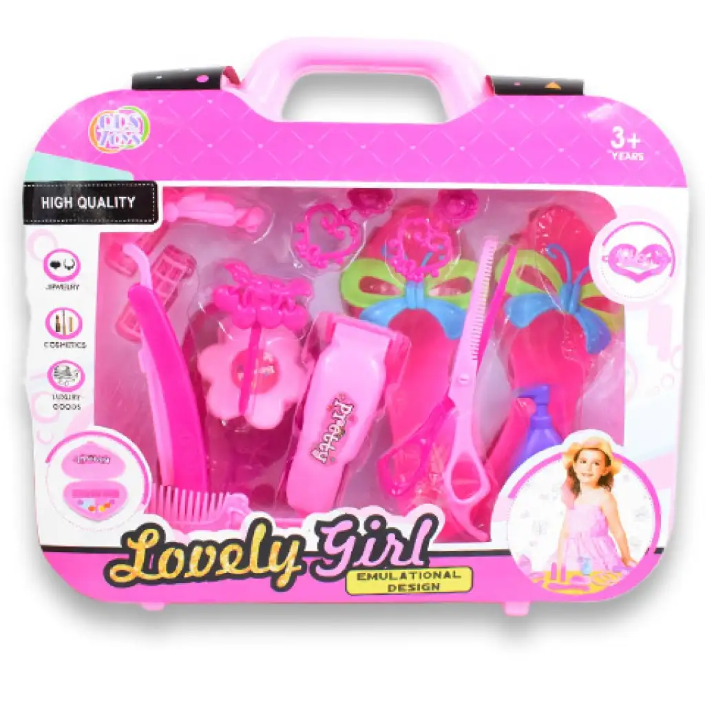 imagen de Set de belleza con accesorios de peluquería, zapatos y pendientes en una bolsa 8