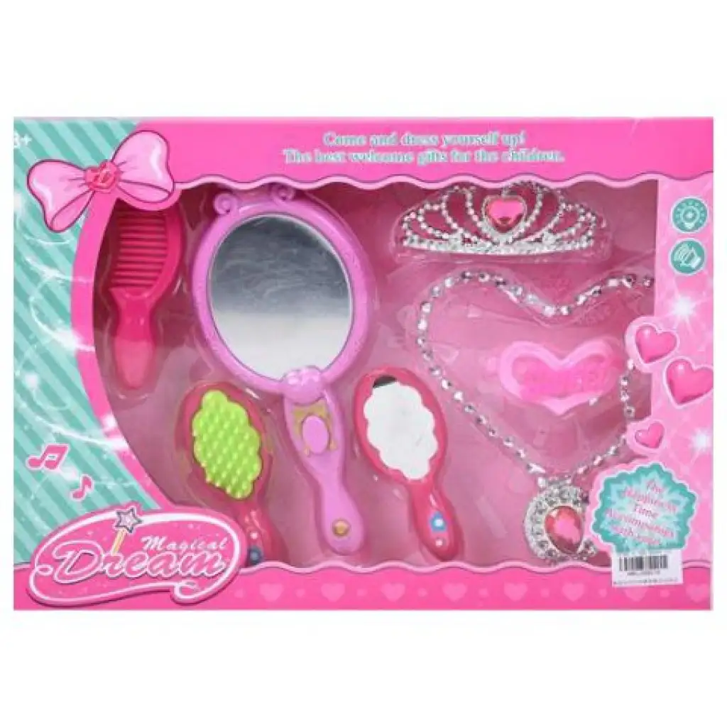 imagen de Set de belleza con espejo musical, collar y tiara 1