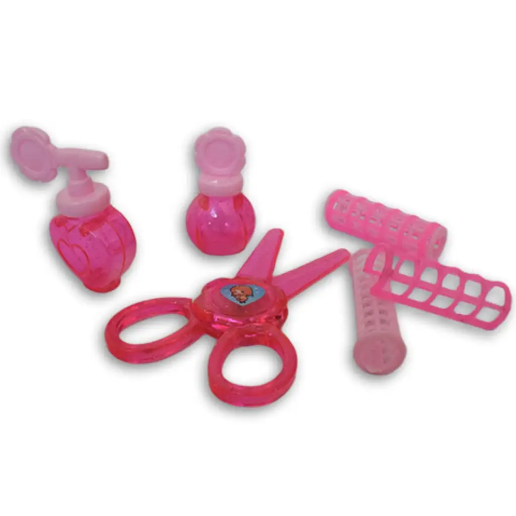 imagen de Set de belleza rosa de 10 piezas con tijeras, secador de pelo y accesorios 3