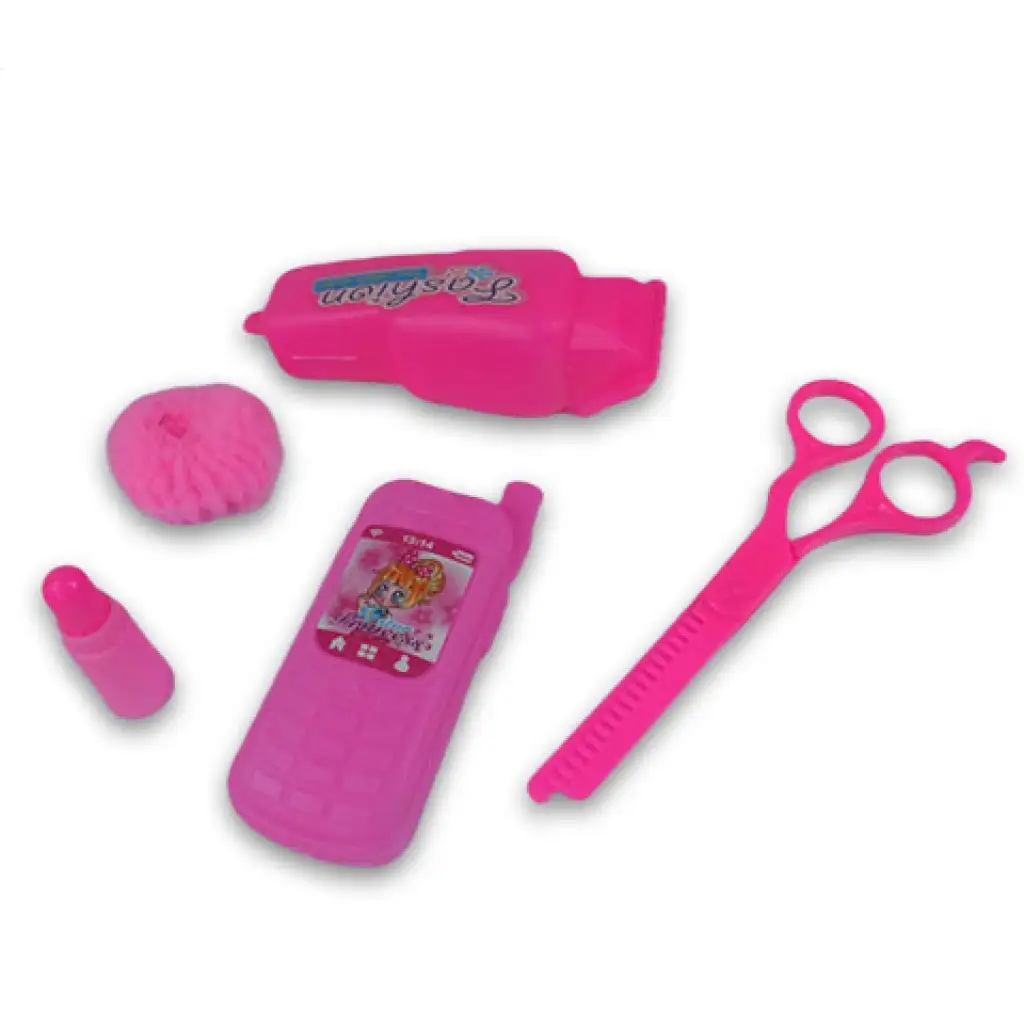 imagen de Set de belleza rosa de 8 piezas con teléfono, tijeras y accesorios 3