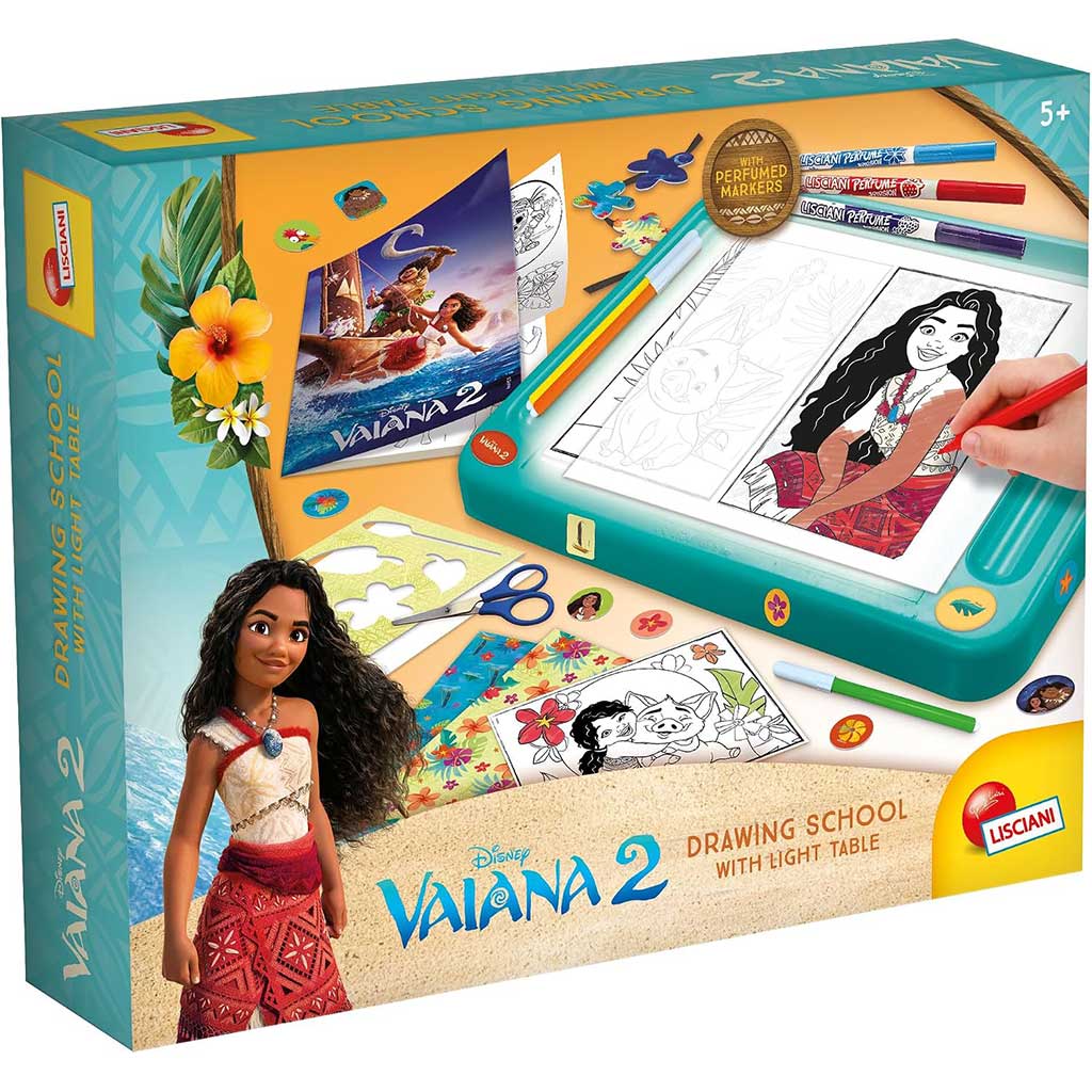 imagen de Set de escuela de dibujo Vaiana 2 con tabla de dibujo iluminada - Lisciani 1