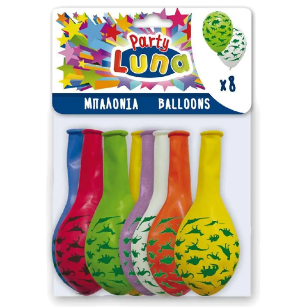 imagen de Set de globos de fiesta de dinosaurios coloridos de 8 unidades 1