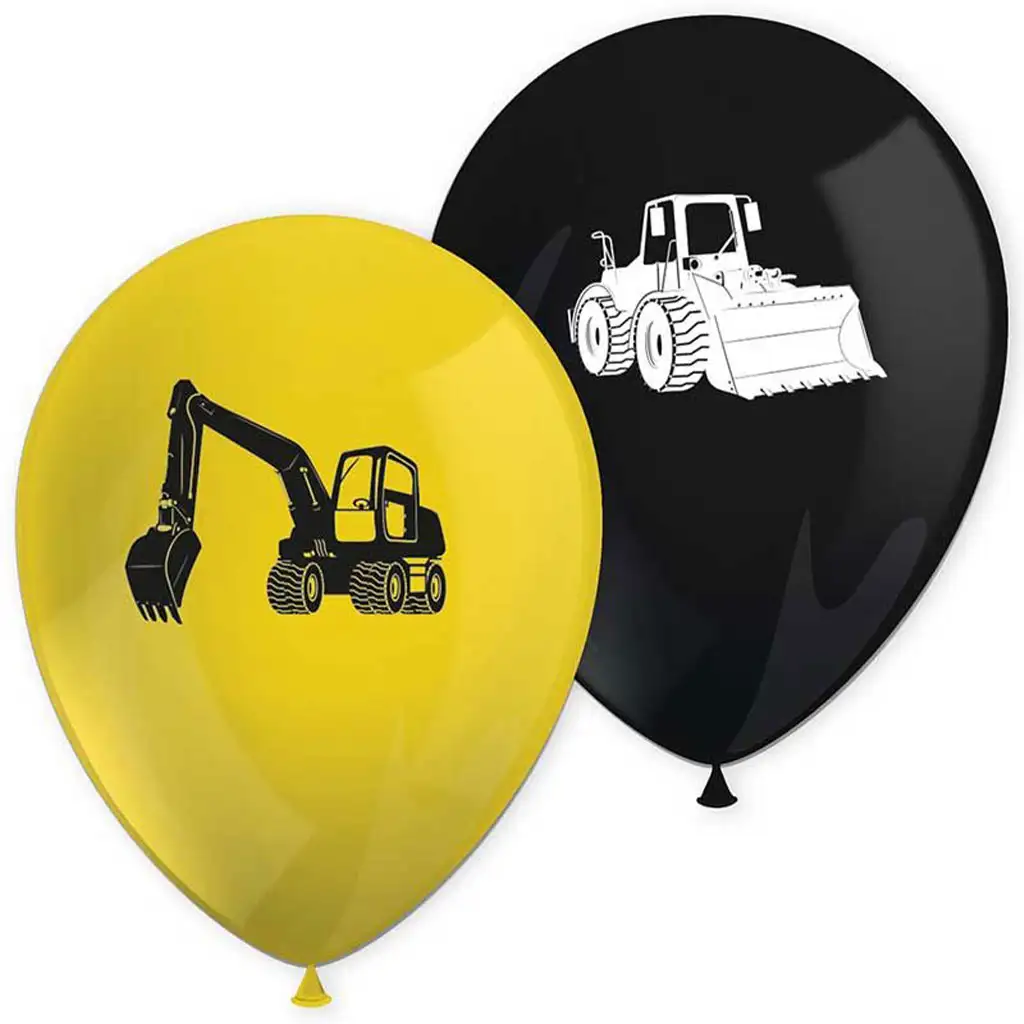 imagen de Set de globos de látex con diseño de maquinaria 8 unidades 1