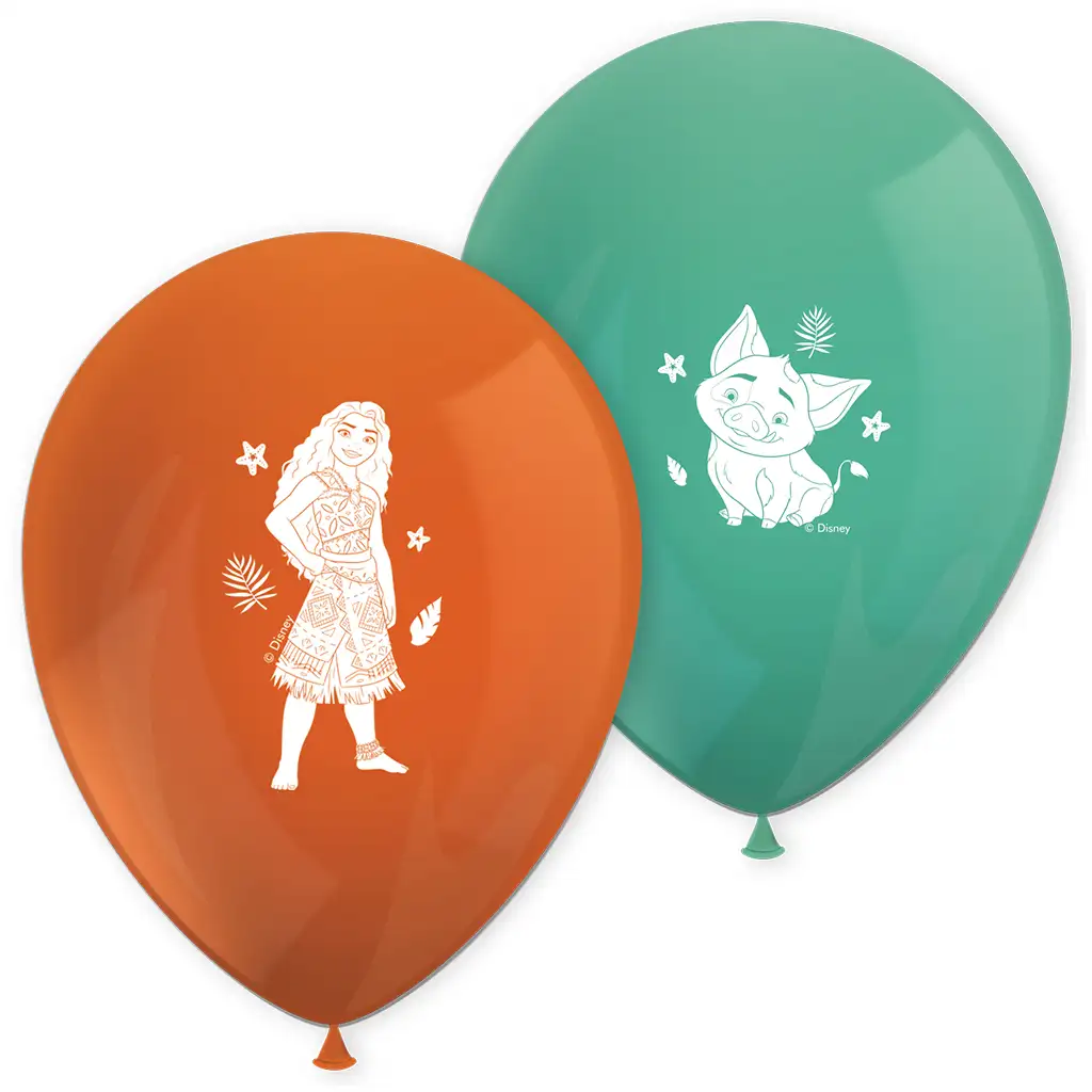 imagen de Set de globos naranja-turquesa-verde de 8 piezas de Disney Princesas Vaiana 1