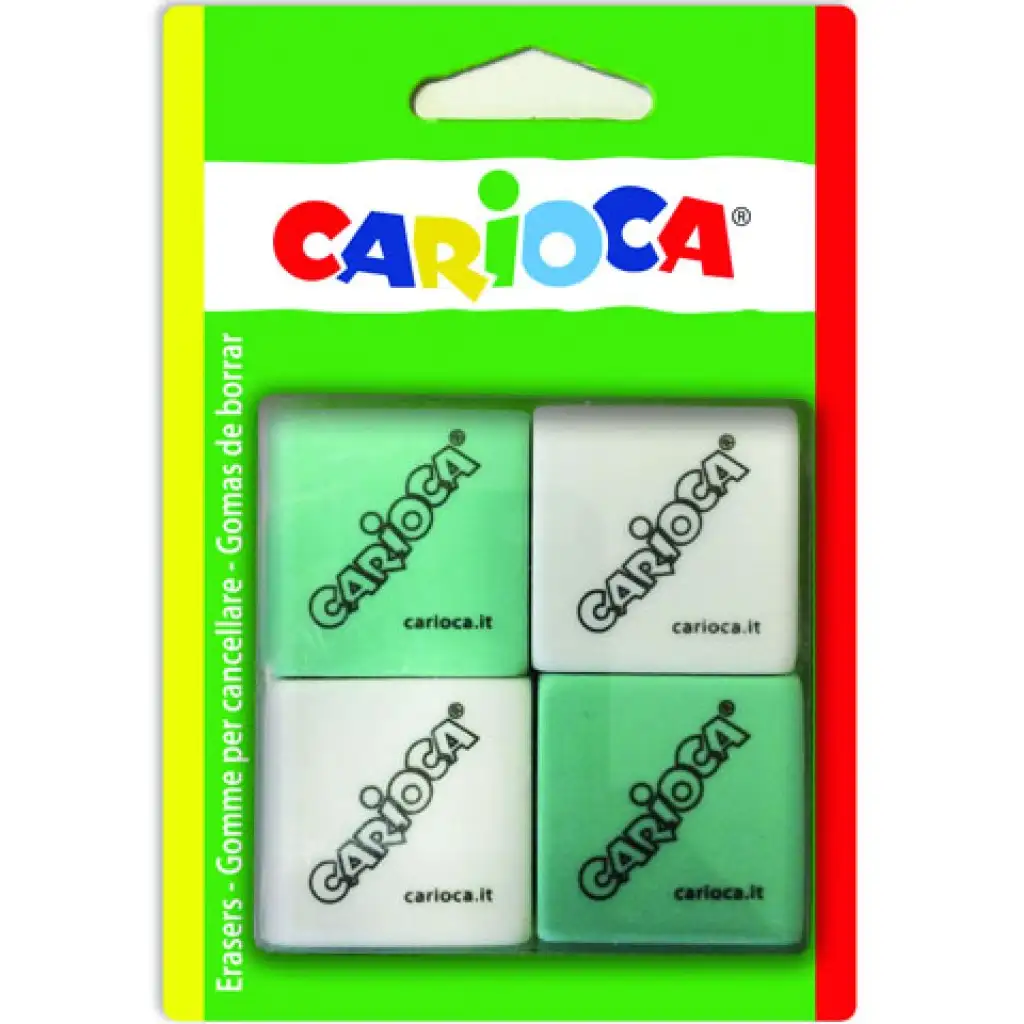 imagen de Set de gomas de borrar rectangulares de dos colores 4 unidades - Carioca 1
