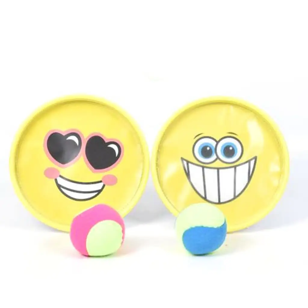 imagen de Set de juego de habilidad con pelota catch amarilla con diseño de Smiley 1