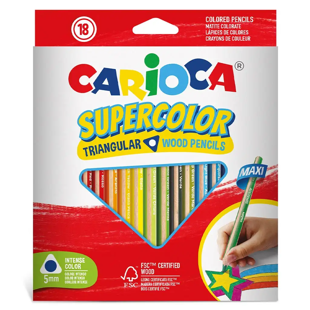imagen de Set de lápices de colores maxi de 18 piezas en forma de triángulo - Carioca 1